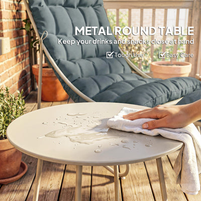 Outsunny Bistro Set for Garden, 3 Piece Outdoor Table and Chair with Footstool and Removable Cushions, Comfy Balcony Furniture 