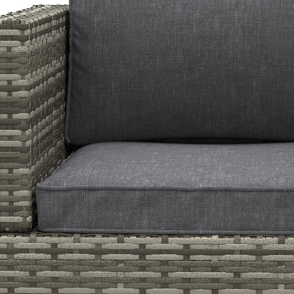 Outsunny Single Rattan Garden Chair, PE Wicker Garden Armchair with Cushions, Outdoor Rattan Chair with Armrests and Steel Frame for Conservatory, Porch, Patio, Balcony, Dark Grey 