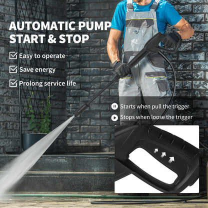 Outsunny 2200W High Pressure Washer, 170 Bar Pressure, 420 L/h Flow, Portable Electric Power Washer Jet Wash Cleaner with Adjustable Nozzle 6M Hose and Hose Reel for Home Patio Car Driveway 