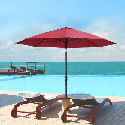 Outsunny 2.7M Garden Parasol Umbrella with Glass Fibre Ribs and Aluminium Frame, Tilting Sun Shade Shelter Canopy, Wine Red 