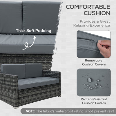 Outsunny 4 Pieces Wicker Steel Rattan Sofa Set Garden Chair Seat Furniture Patio Grey 