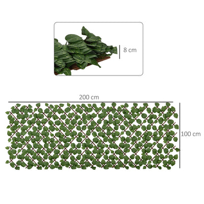 Outsunny Set of 2 Expandable Artificial Trellis Hedges – Realistic Leaf Privacy Screen, 2 x 1 m 