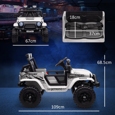 AIYAPLAY 12V Battery Powered Kids Ride-On Car, Electric Truck w/ Spring Suspension, Remote, Music, Horn, Lights, White 