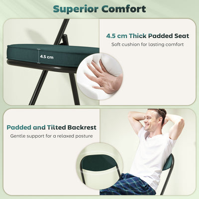 HOMCOM Set of Four Folding Corduroy Seat Chairs - Blue 
