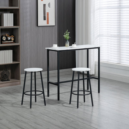 HOMCOM Three-Piece Marble-Effect Bar Table Set - White/Black 