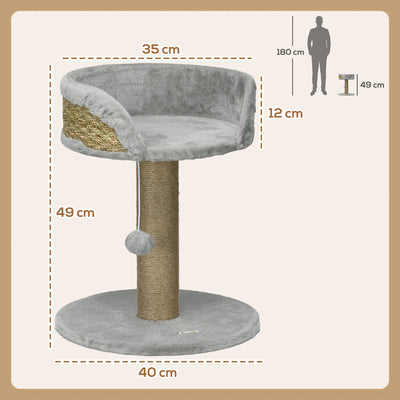 PawHut Cat Tree Tower with Scratching Posts, Grey 