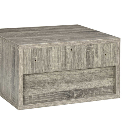 HOMCOM Set of Two Floating Bedside Tables Wall Mounted Nightstands with Drawer and Shelf for Bedroom, Brown Wood-Effect 