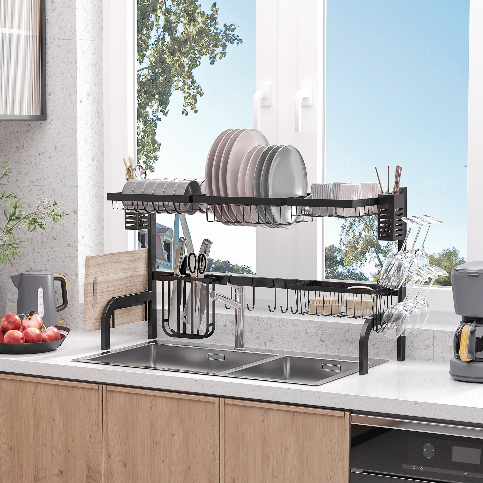 HOMCOM 100cm Modular Over-Sink Drying Rack 