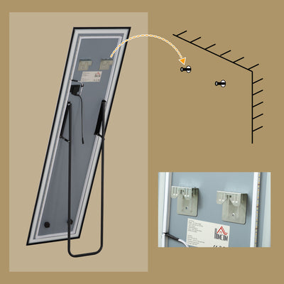 HOMCOM 150 x 40cm Full Length Mirror, with Adjustable Lights - Black 