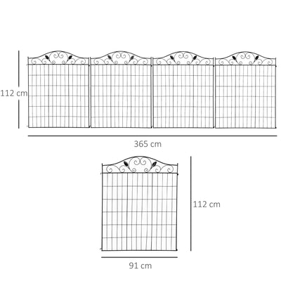 Outsunny Garden Decorative Fence 4 Panels 44in x 12ft Metal Wire Landscape Border Edging 