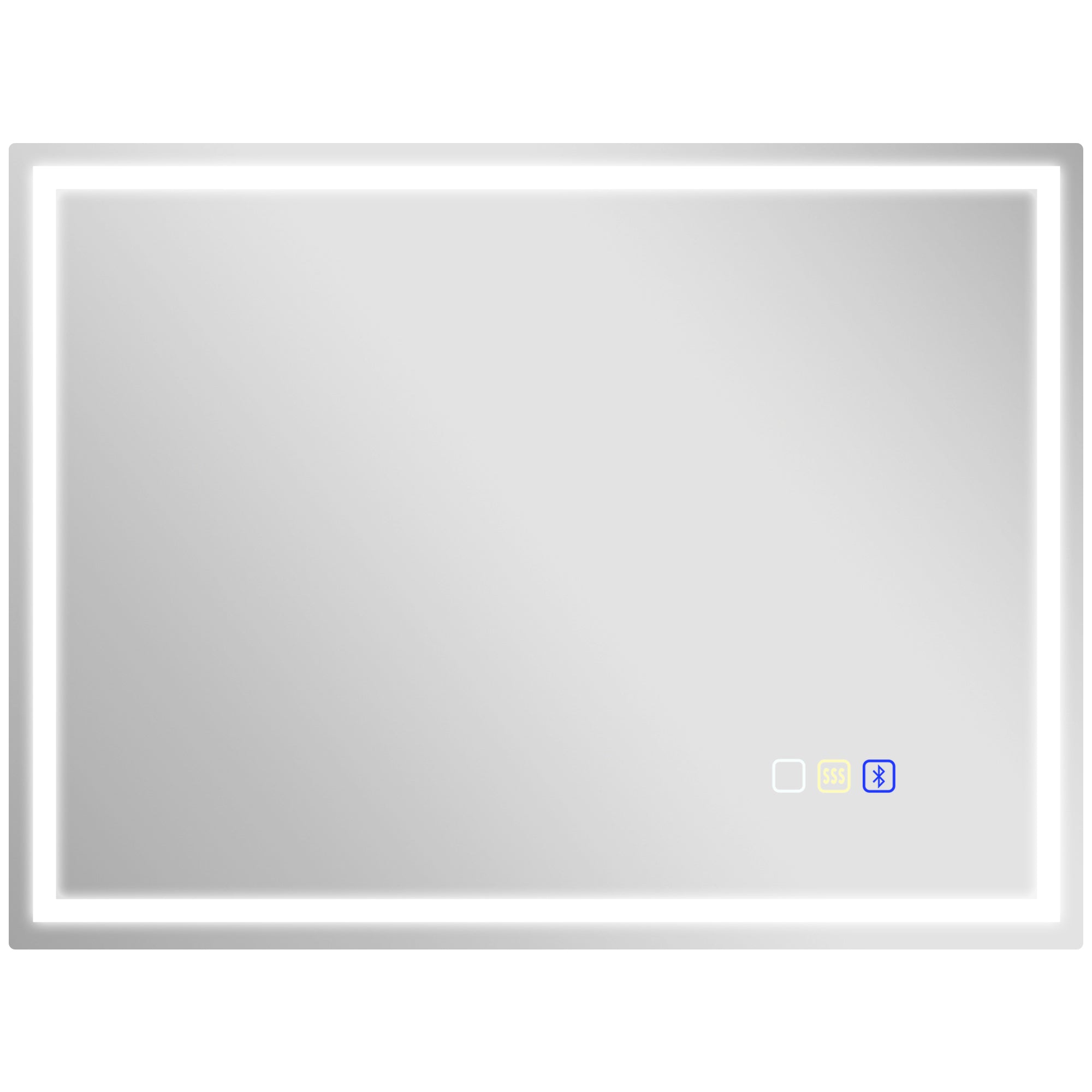 HOMCOM 60 x 80 cm Anti-Fog LED Bathroom Mirror, with Bluetooth and Clock - Silver Tone