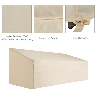 Outsunny 600D Oxford Cloth Furniture Cover, 3 Seater Sofa Protector for Garden Patio, Outdoor, Waterproof, Beige, 218 x 111 x 63-101 cm 