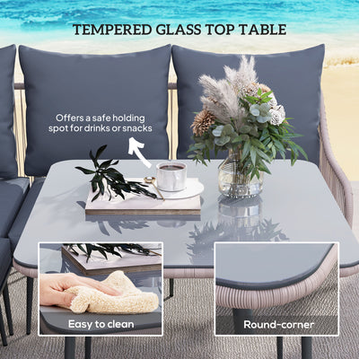 Outsunny Six-Piece Rattan Strong Garden Sofa Set - Brown/Grey 