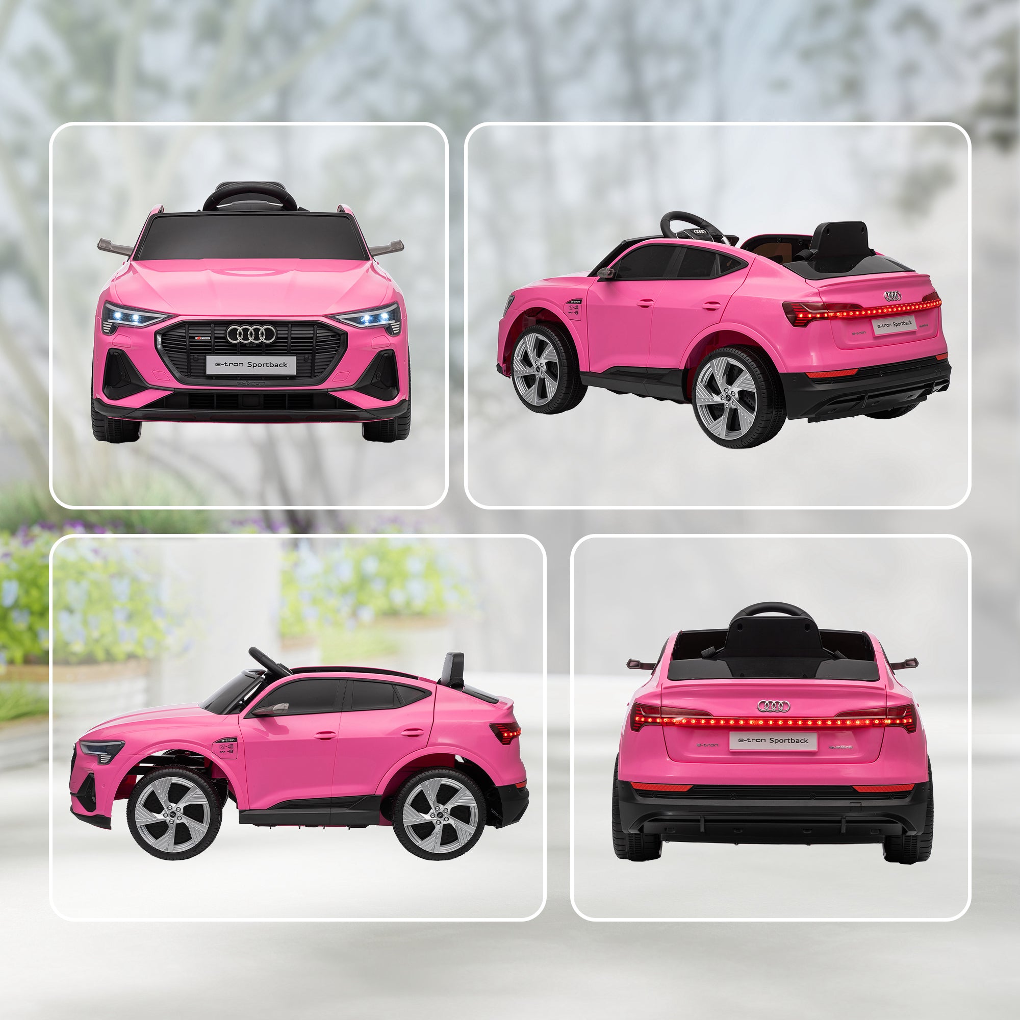 HOMCOM 12V Kids Electric Ride on, Electric Car for Kids with Parental Remote, Music, Lights, Suspension Wheels, Pink