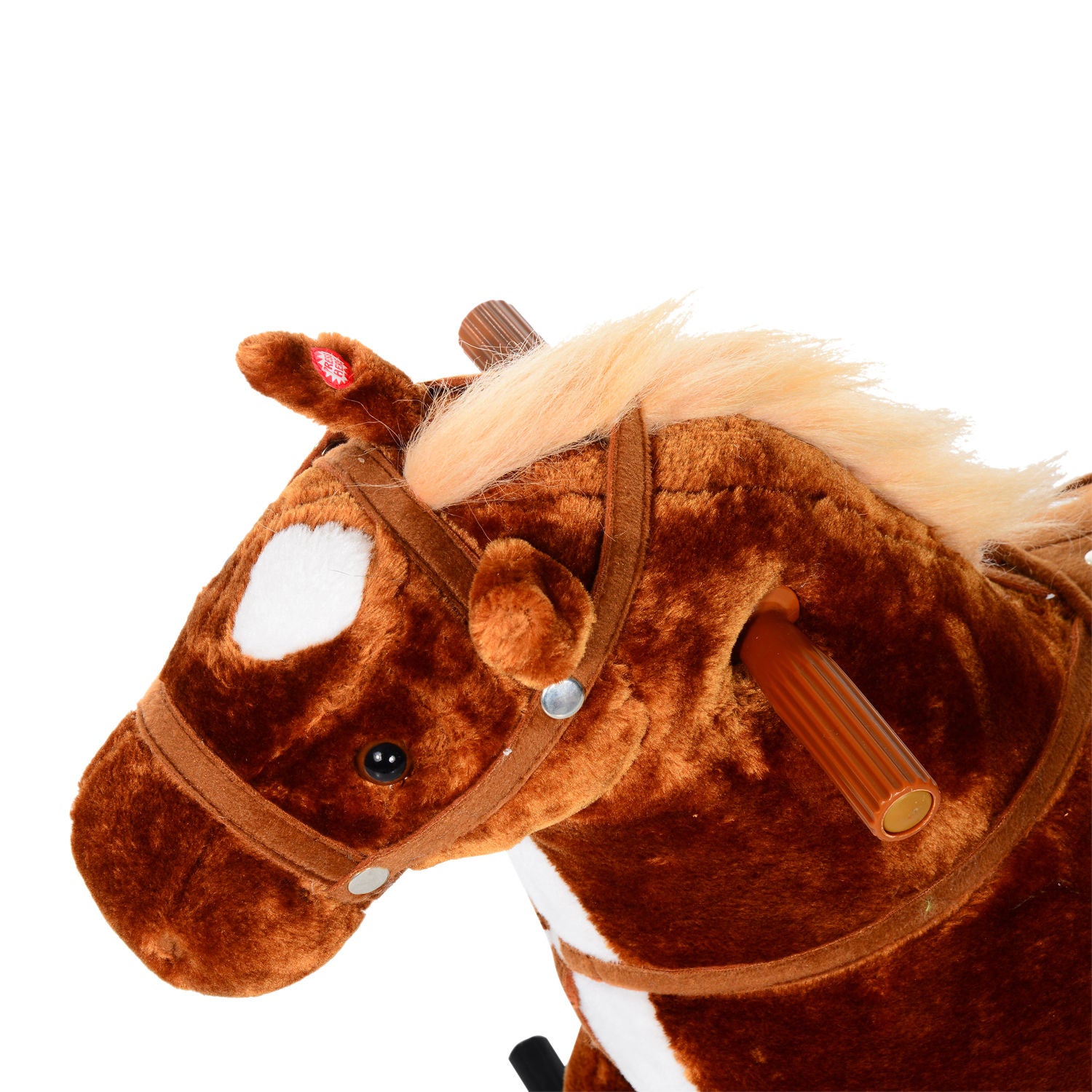 HOMCOM Plush Walking Horse Ride On Toy with Wheels and Realistic Sounds Rocking Horse for Girls Boys 3+ Years Old, 50cm Tall, Brown 