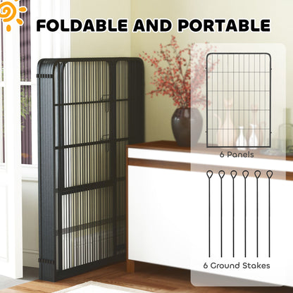 PawHut 6 Panels Heavy Duty Dog Playpen with Secure Door, for Indoor Outdoor, for Garden, Camping, 100cm High 