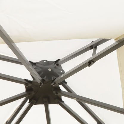 Outsunny 3 x 3m Outdoor Steel Gazebo with 2 Tier Roof, Garden Gazebo Patio Canopy Marquee Shelter with Decorative Steel Frame - Cream 