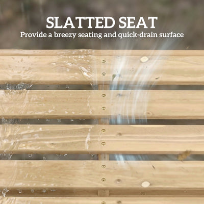 Outsunny Wooden Outdoor Bench, 2 Seater Garden Bench, Backless Patio Bench with Slatted Curved Seat, Natural Wood Finish 