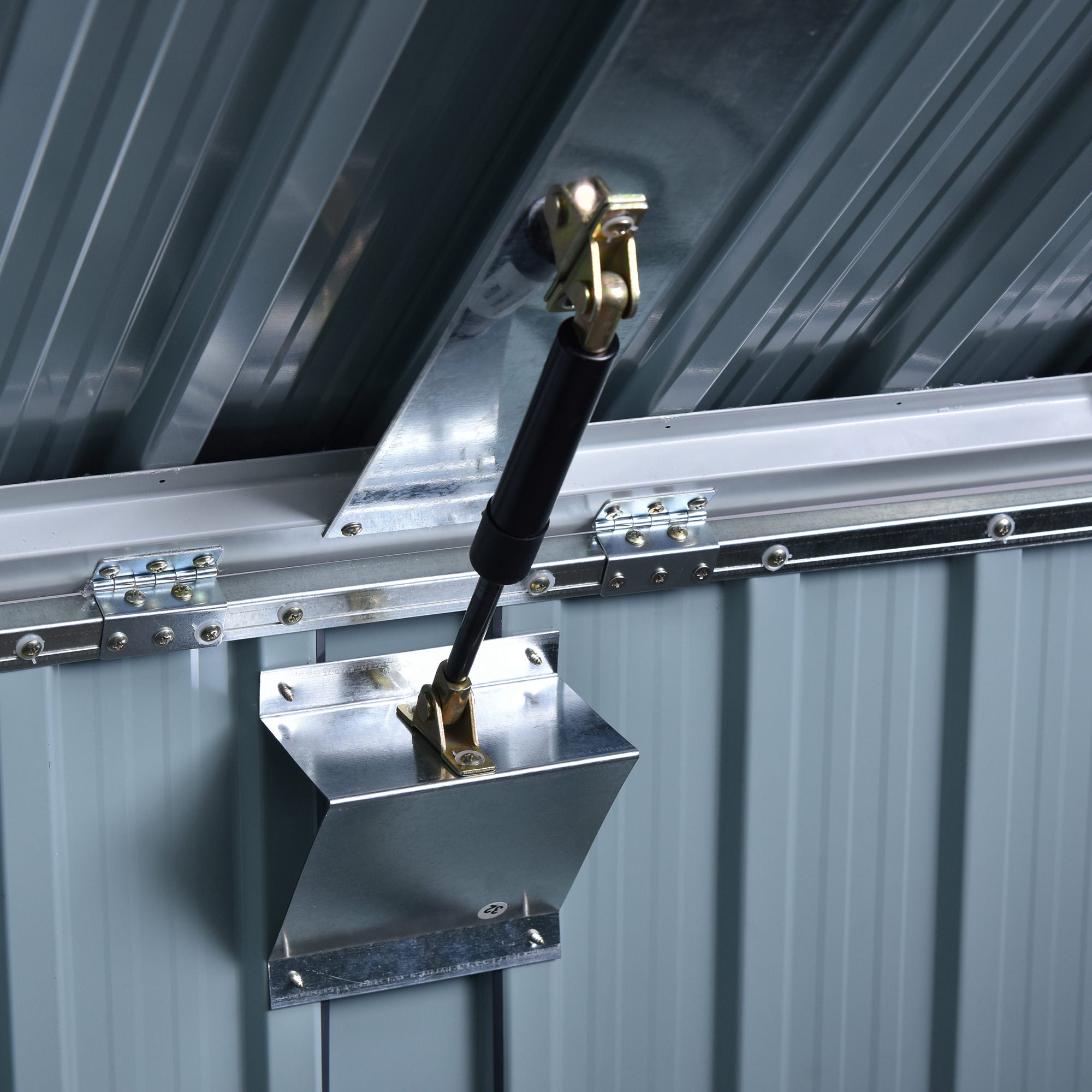 Outsunny 3.2 x 5.1ft Corrugated Steel Two-Bin Storage Shelter - Black 