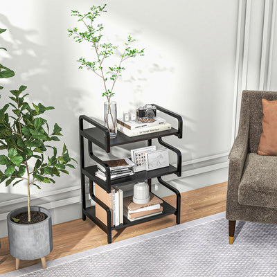 HOMCOM 3-Tier Printer Stand with Storage Shelves, Printer Table, 55 x 40 x 77cm Printer Shelf for Home Office, Study, Black 