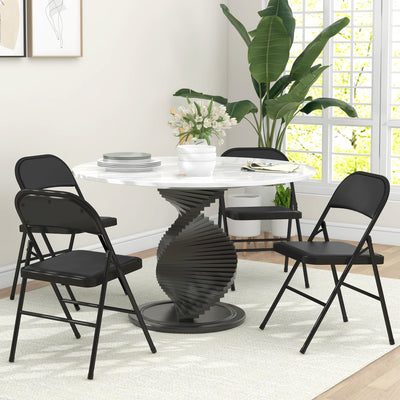 HOMCOM Set of Four Cushioned Folding Chairs - Black 