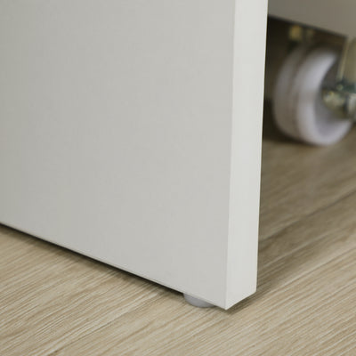 HOMCOM Computer Desk, Home Office Desk with Lockable Drawer, Storage Shelf for Study Bedroom, 110 x 50 x 76 cm, White 