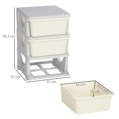 HOMCOM Three-Tier Kids Storage Boxes, with Three Drawers - White 