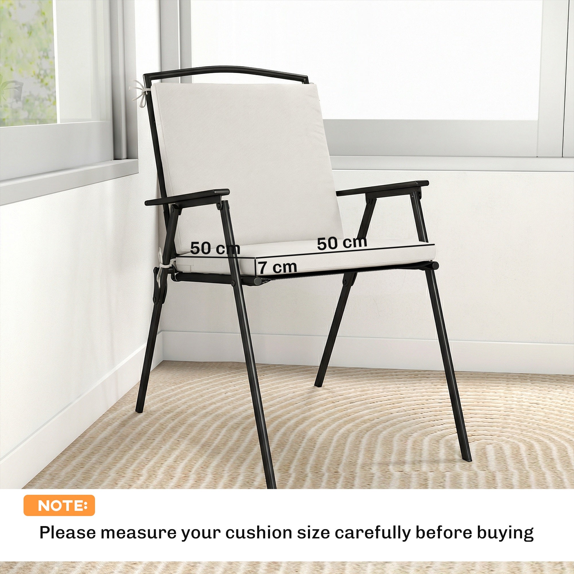 Outsunny Outdoor Seat Cushions Set of 2 with Ties, Waterproof Garden Seat Pads, Cream White 