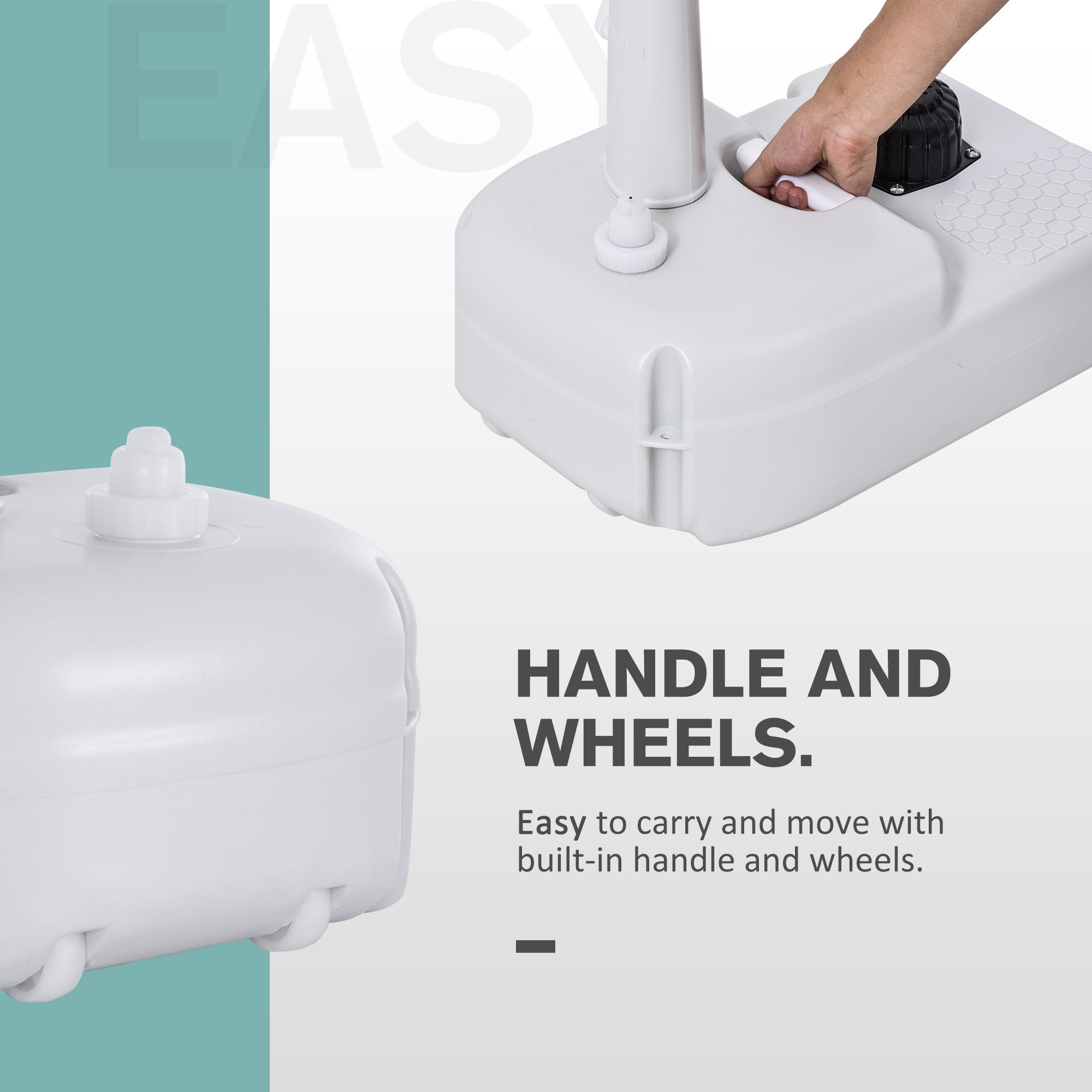 Outsunny Camping Portable Handwash Sink w/ Towel Holder & Soap Dispenser Rolling Wheels Outdoor Drainage Equipment 
