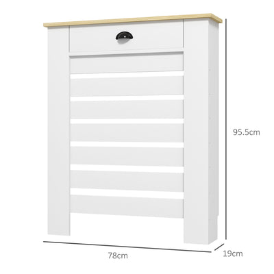 HOMCOM 95.5H x 78Wcm Radiator Cover, with Drawer - White 