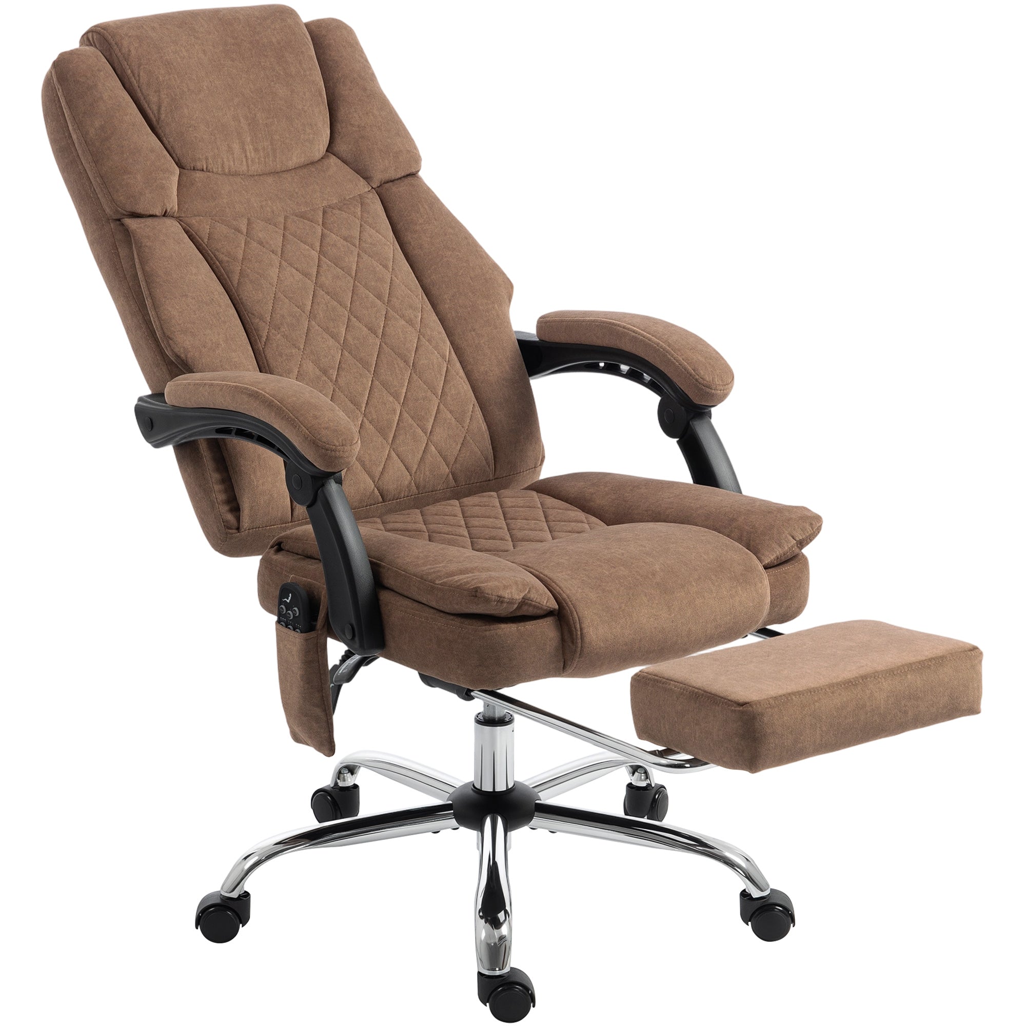 HOMCOM Office Chair with 6-Point Vibration Massage and Heat, Executive Computer Desk Chair with High Back, Reclining, Brown 