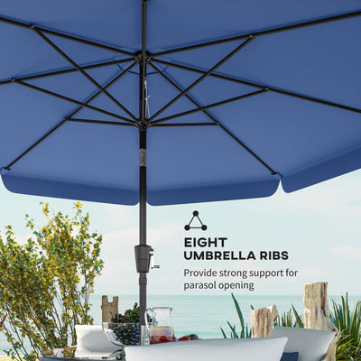 Outsunny 3 m Garden Parasol with Tilt Mechanism & Crank Handle, UPF 30+ Patio Umbrella Outdoor Table Umbrella, Dark Blue 