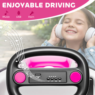 AIYAPLAY Kids Bumper Car with 360-Degree Rotation, 6V Electric Ride On Car with Music and Horn for 3-8 Years Old, Pink 