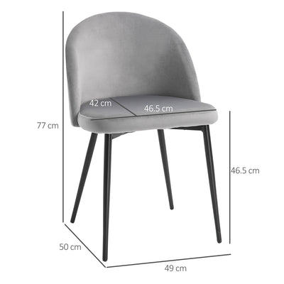 HOMCOM Dining Chairs Set of 2 Contemporary Design for Office Dining Kitchen with Soft Fabric Seat and Back Living Room, Grey 