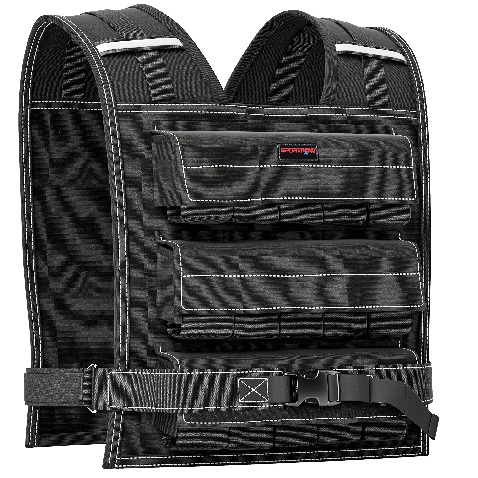 SPORTNOW 20KG Adjustable Weighted Vest, Running Weight Vest, with 30 Metal Weights, Reflective Strips, for Running, Exercise