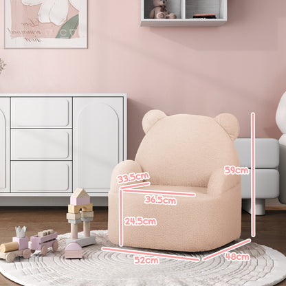 AIYAPLAY Kids Armchair, Bear Shaped Toddler Chair for Bedroom Playroom Living Room, Aged 18 Months to 3 Years - Pink 