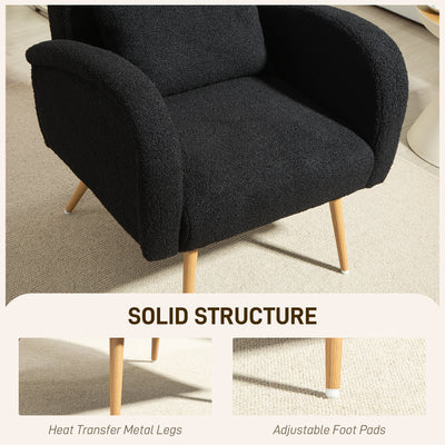 HOMCOM Teddy Fleece Accent Chair - Black 