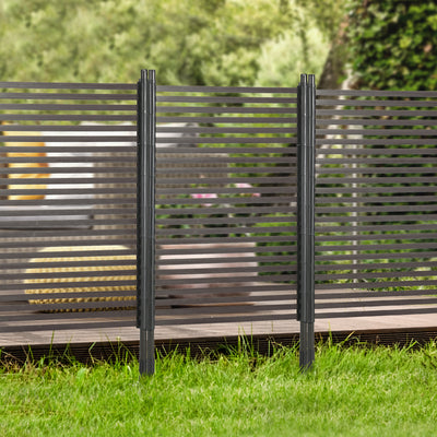 Outsunny Garden Fence with 2 Standing Ways for Hard & Soft Ground, Decorative Outdoor Divider, Animal Barrier Fence, Brown 