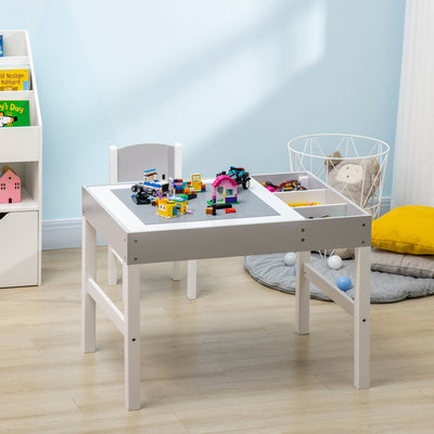 HOMCOM Kids Table and Chair Set, with Storage Space - Grey 