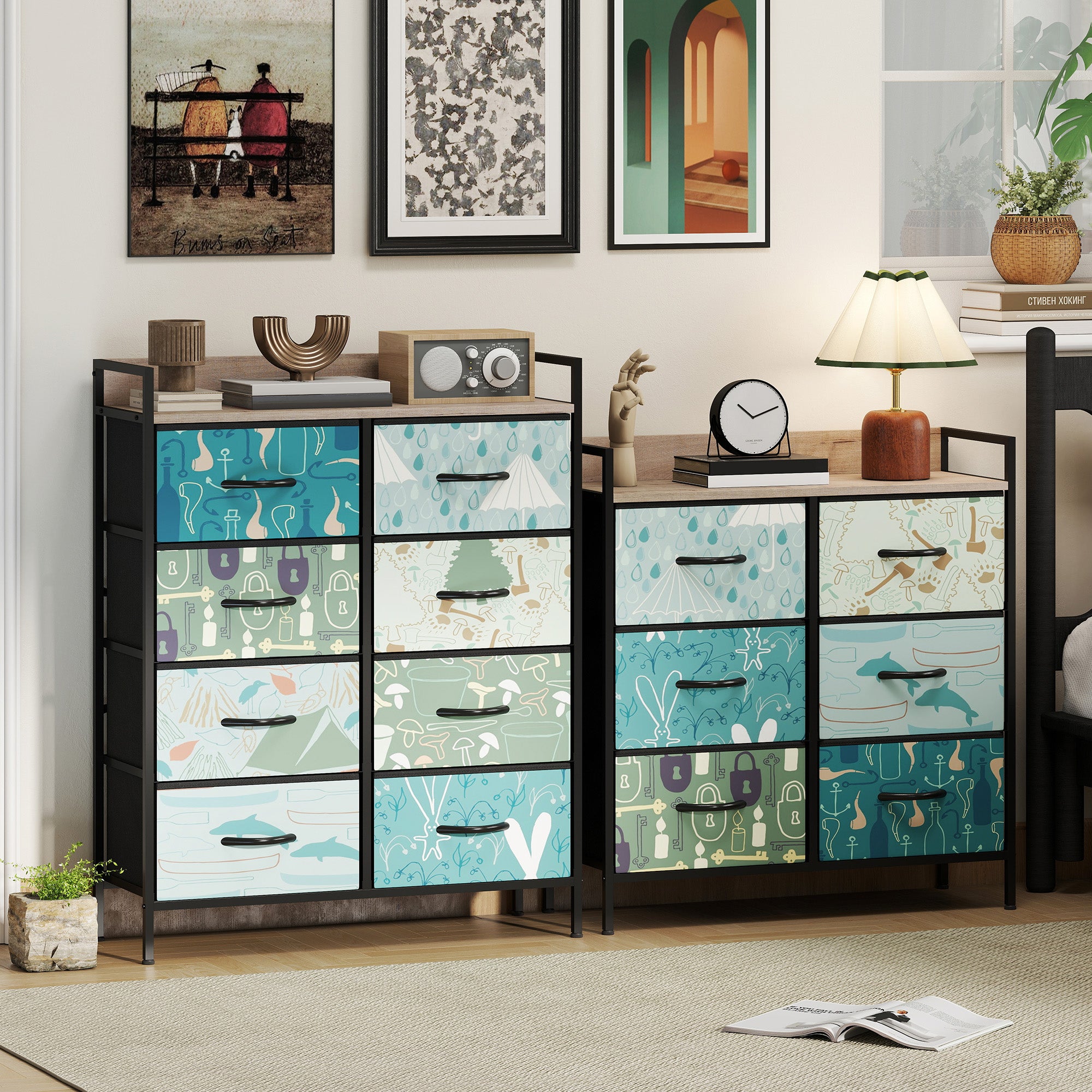 HOMCOM 6-Drawer Chest of Drawers - Blue 