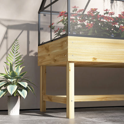 Outsunny 60 x 120cm Raised Garden Bed with Wooden Base - Natural 