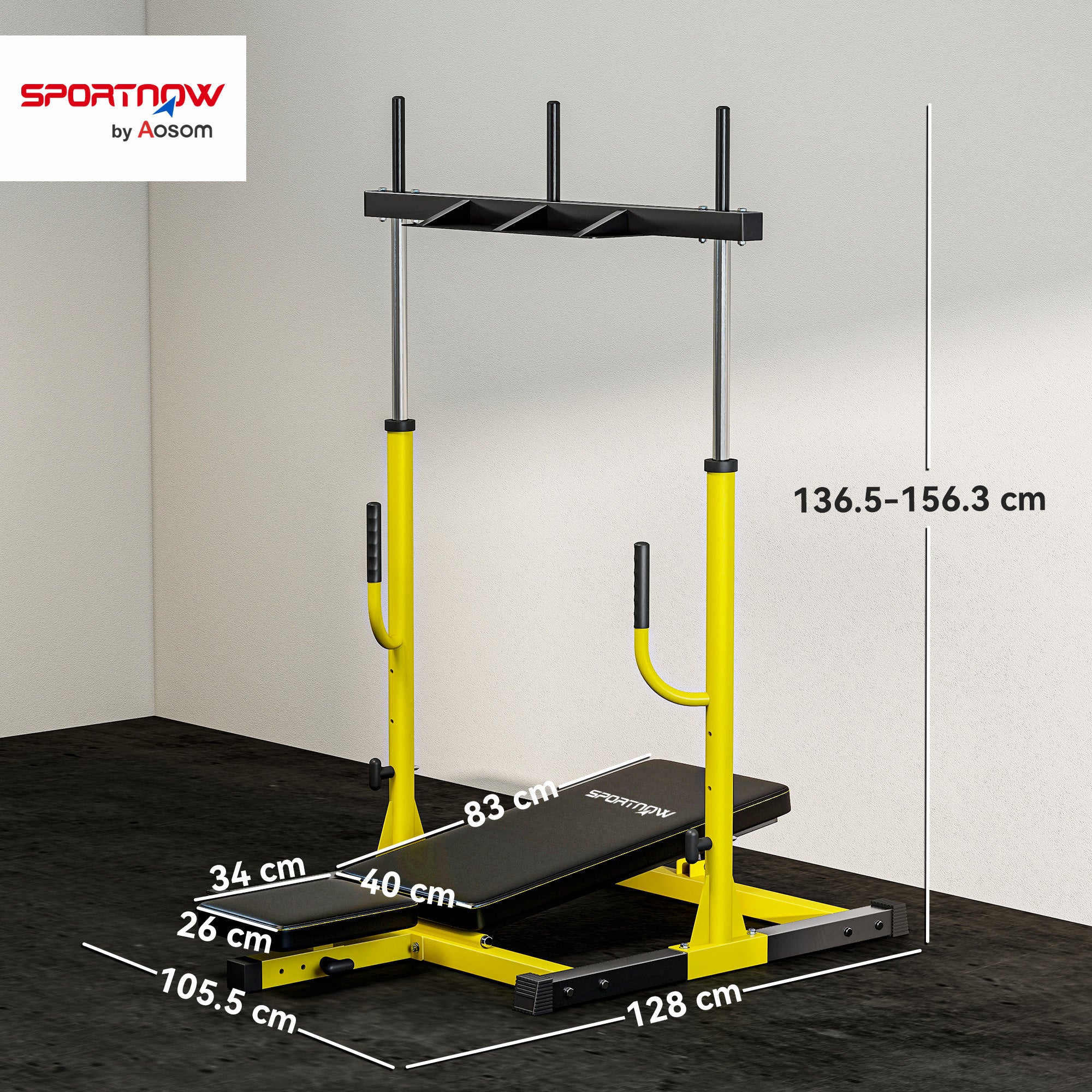 SPORTNOW Vertical Leg Press Machine with Adjustable Leg, Back and Head Positions, 1" Standard Plate Compatible, Yellow 