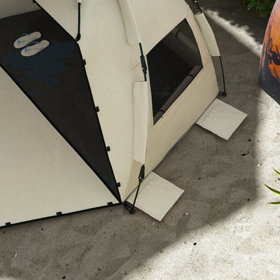 Outsunny Three-Man UPF15+ Beach Tent, with Extended Floor - Green 