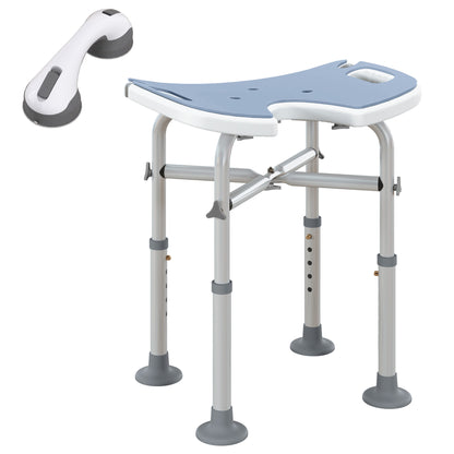 HOMCOM 39-51.5cm 'U' Seat Padded Shower Stool - Light Blue 