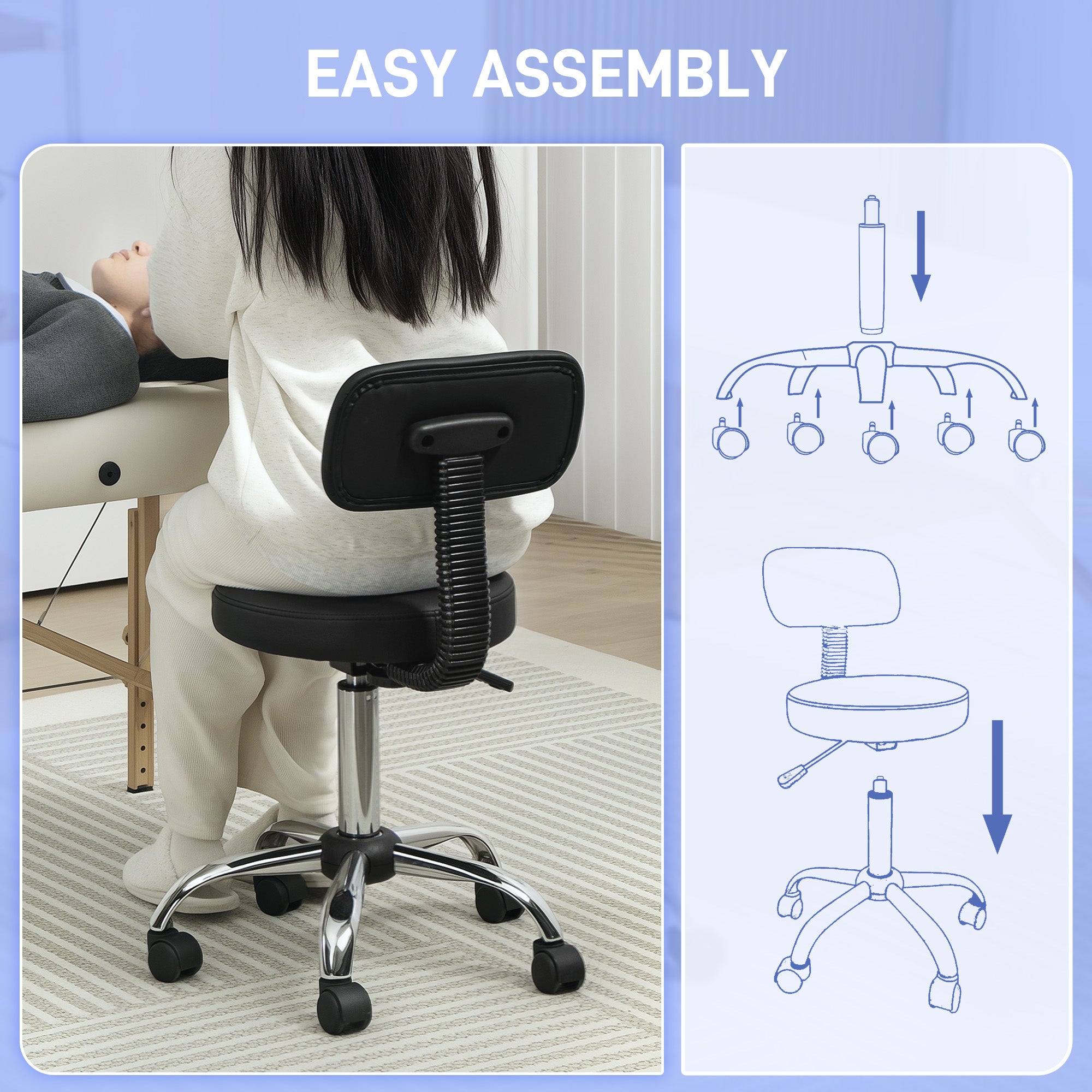 HOMCOM 360\'c2\'b0 Swivel Seat Salon Stool - Black