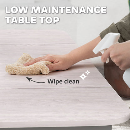 Outsunny Garden Table, Outdoor Dining Table for 6 People, 160 x 90 x 74 cm, with Rust Resistant Metal Frame, WPC Top, for Balcony, Terrace, Light Grey 