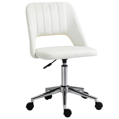 Vinsetto Armless Velvet-Feel Office Chair - Cream White 