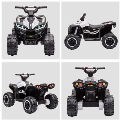 HOMCOM 12V Ride-On Quad Bike w/ Music, Horn, for Ages 3-5 Years - White 