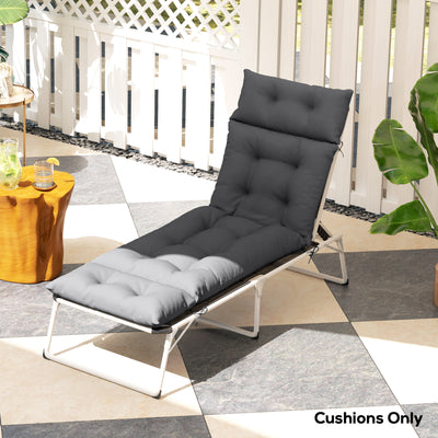 Outsunny Sun Lounger Cushion Only, 190x56x10cm Garden Lounge Chair Cushion, UPF20+ 220gsm Fabric, Thick Sunbed Replacement Cushion with 6 Ties, Dark Grey 