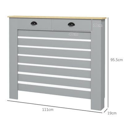 HOMCOM 95.5H x 111Wcm Radiator Cover, with Drawer - Grey 